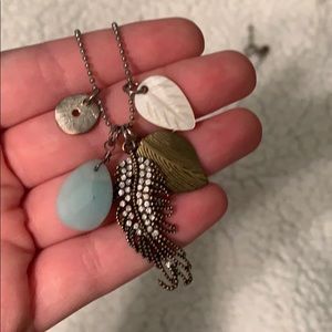 Feather and leaf necklace
